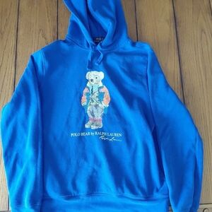 Ralph Lauren Blue Hoodie with Bear Design